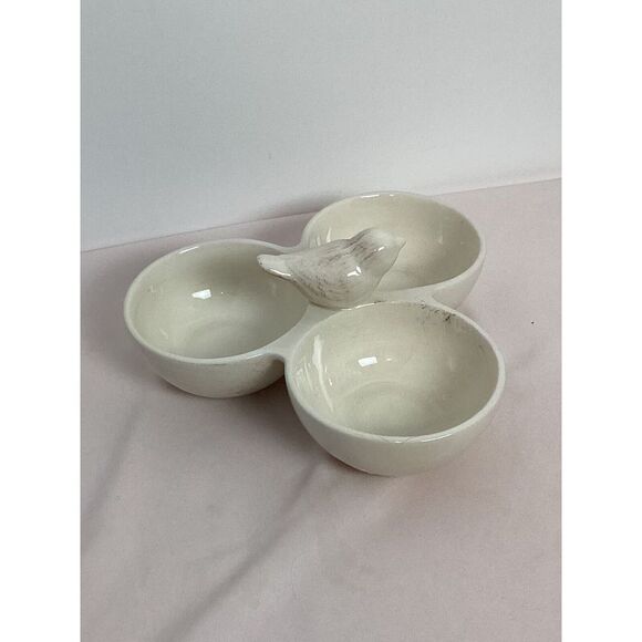 Dennis East Nut Olive Spread 3 Section Nest Bowl Bird Pottery Dish - Picture 4 of 5